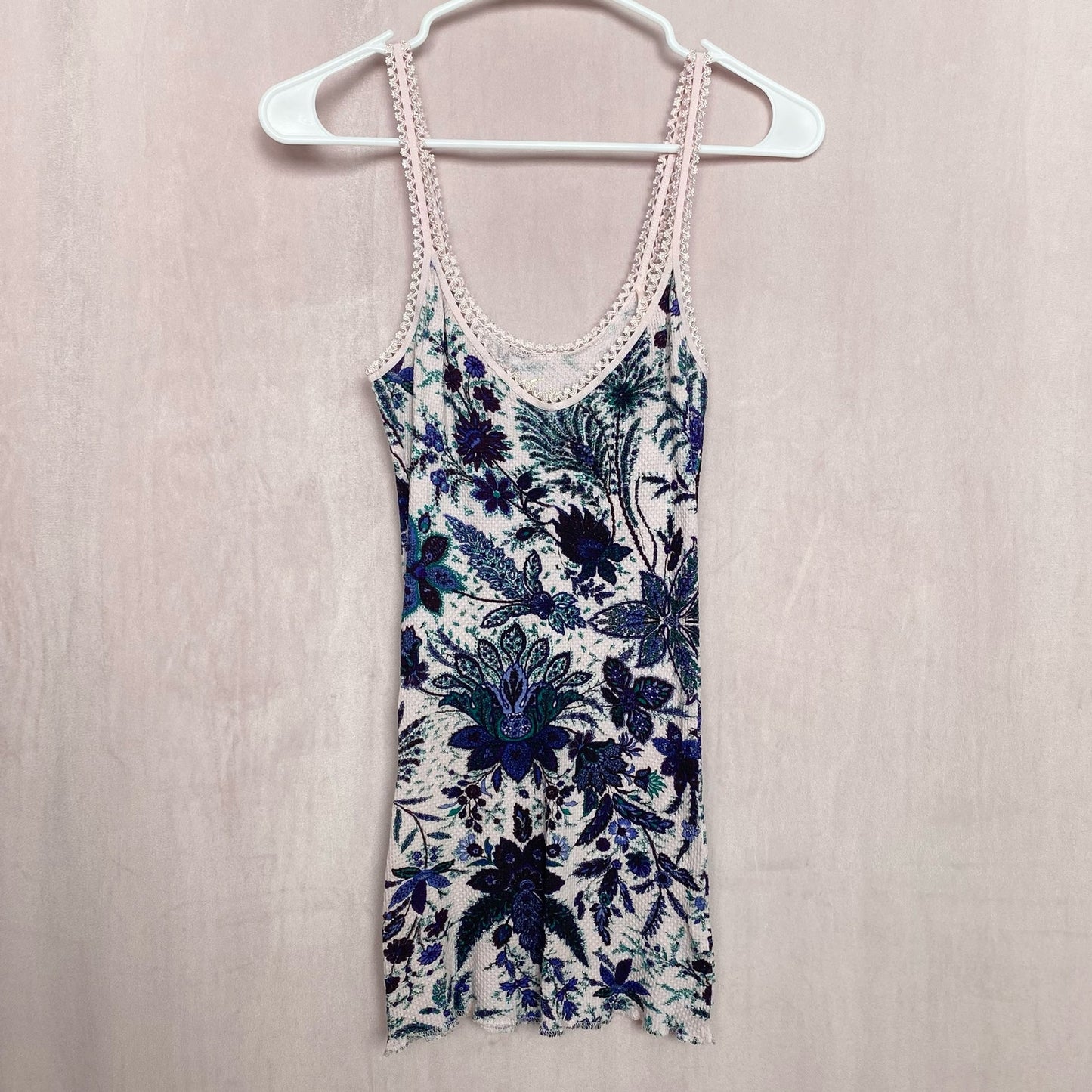 Secondhand Free People Floral Thermal Cami Tank Top, Size Medium