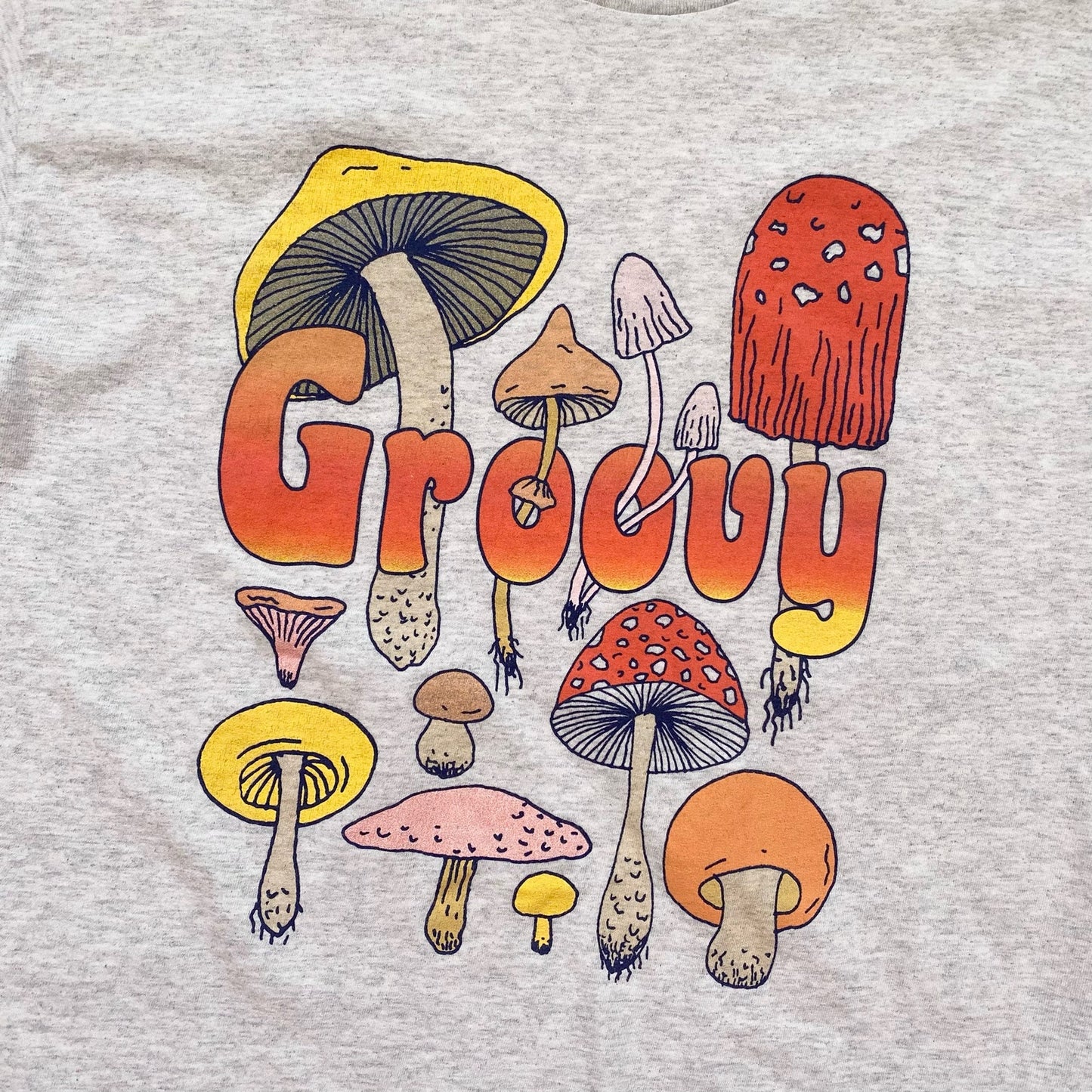 Secondhand Groovy Mushroom Graphic Short Sleeve T-Shirt, Size Large