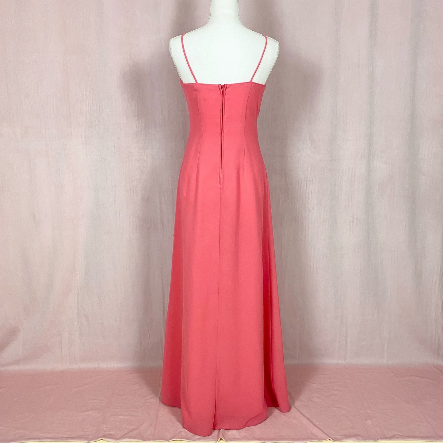 Vintage Aspeed Peach Chiffon bridesmaid Long Dress, Size Medium