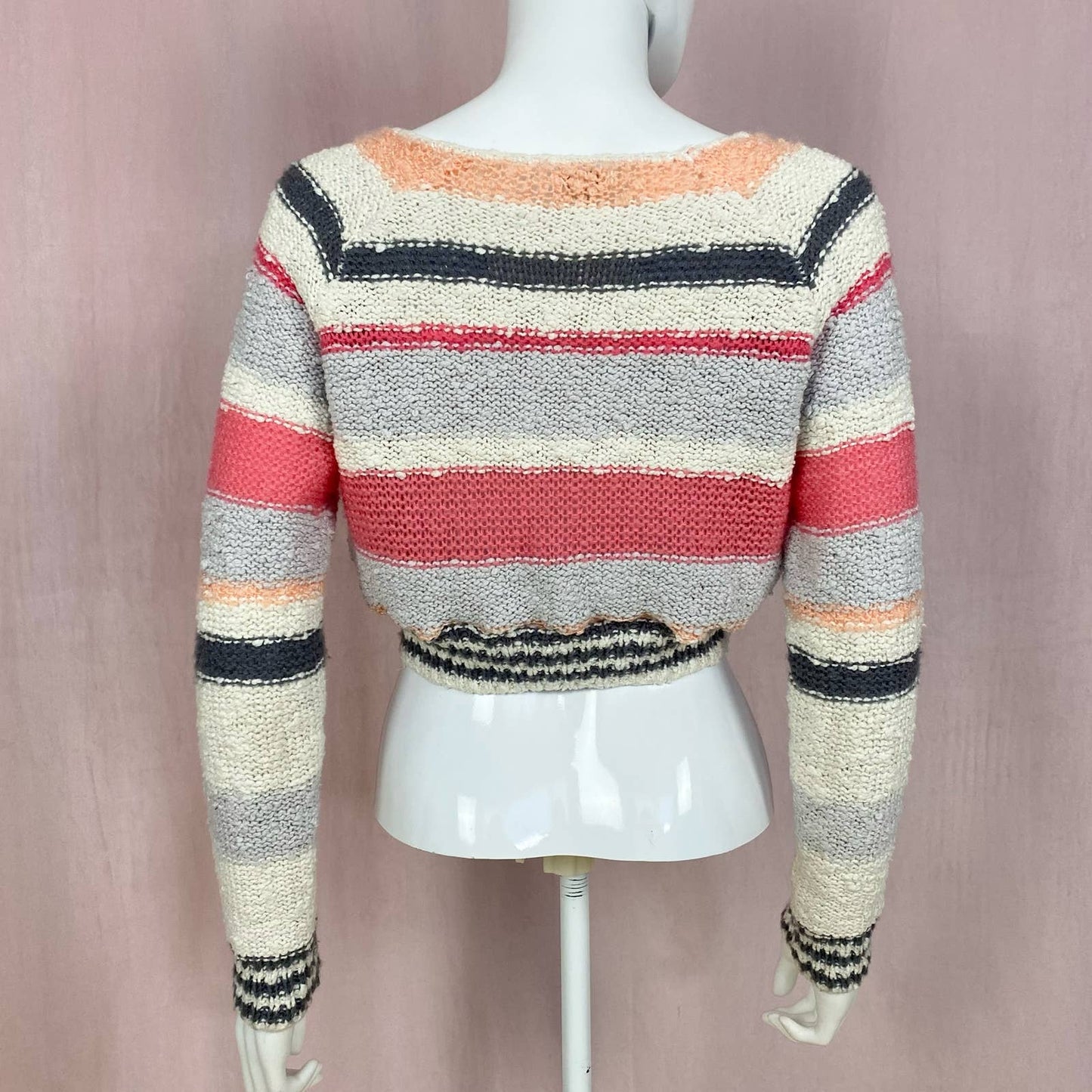 Reworked Sonoma Stripe Knit Crop Sweater, Sized Size Medium
