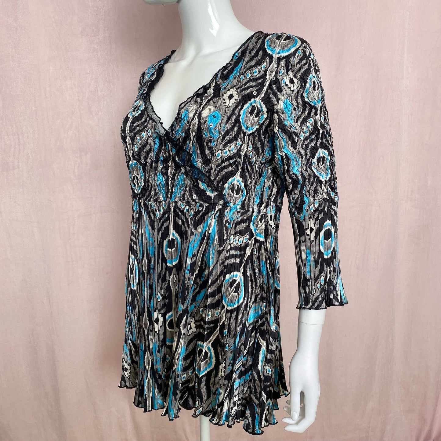 Vintage Alberto Makali Sequins Crinkle Blouse, Size Medium