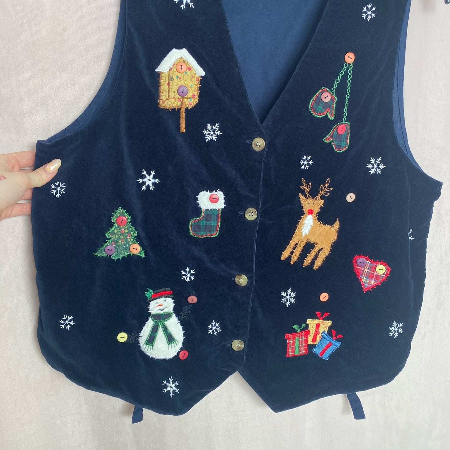 Vintage Casey & Max Christmas Holiday Vest, Size Large