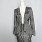 Vintage 80s True Wit Skirt Suit Set Gray Satin Geometric Print, Size 5/6