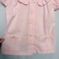 Vintage Pink Embroidered Ruffle Button Up Top, Size Small