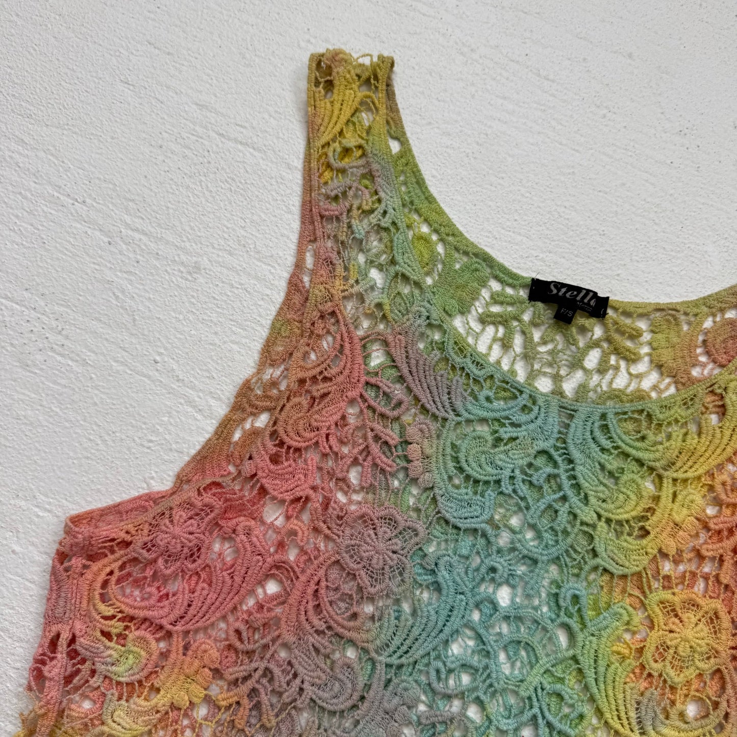 Secondhand Stella Rainbow Crochet Cotton Tank Top, Size Small