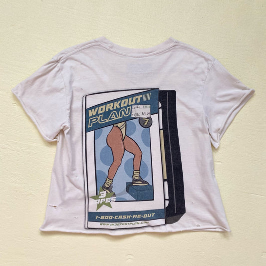 Reworked Envy NY Retro Workout VCR Distressed Tee, Size Small