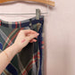 Vintage Plaid Wool Blend A-Line Midi Skirt, Size 25”