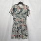 Vintage Shenanigans Abstract Button Tie Front Romper, Size Large