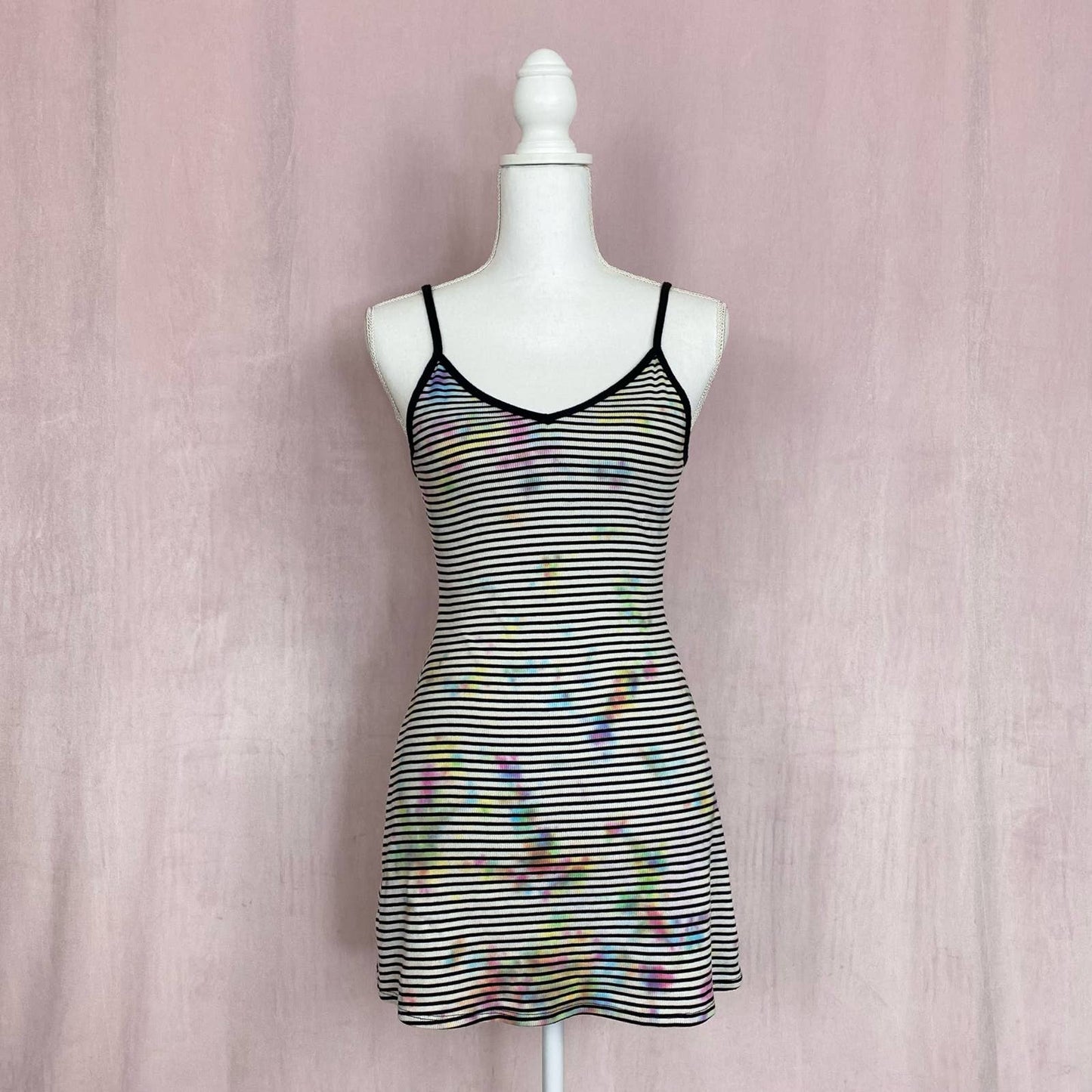 Upcycled Urban Outfitters Tie Dye Striped Mini Dress, Size Small