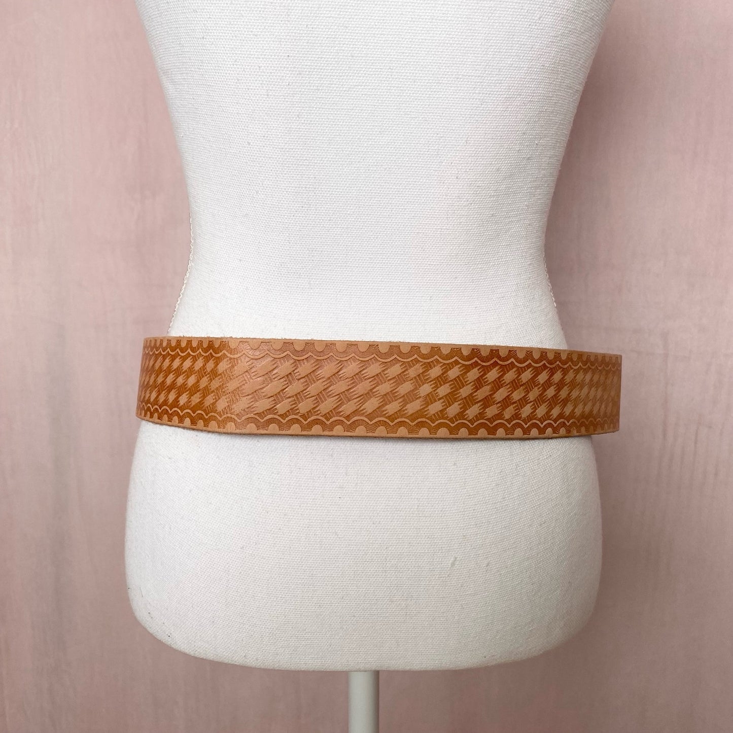 Vintage Embossed Brown Leather Belt