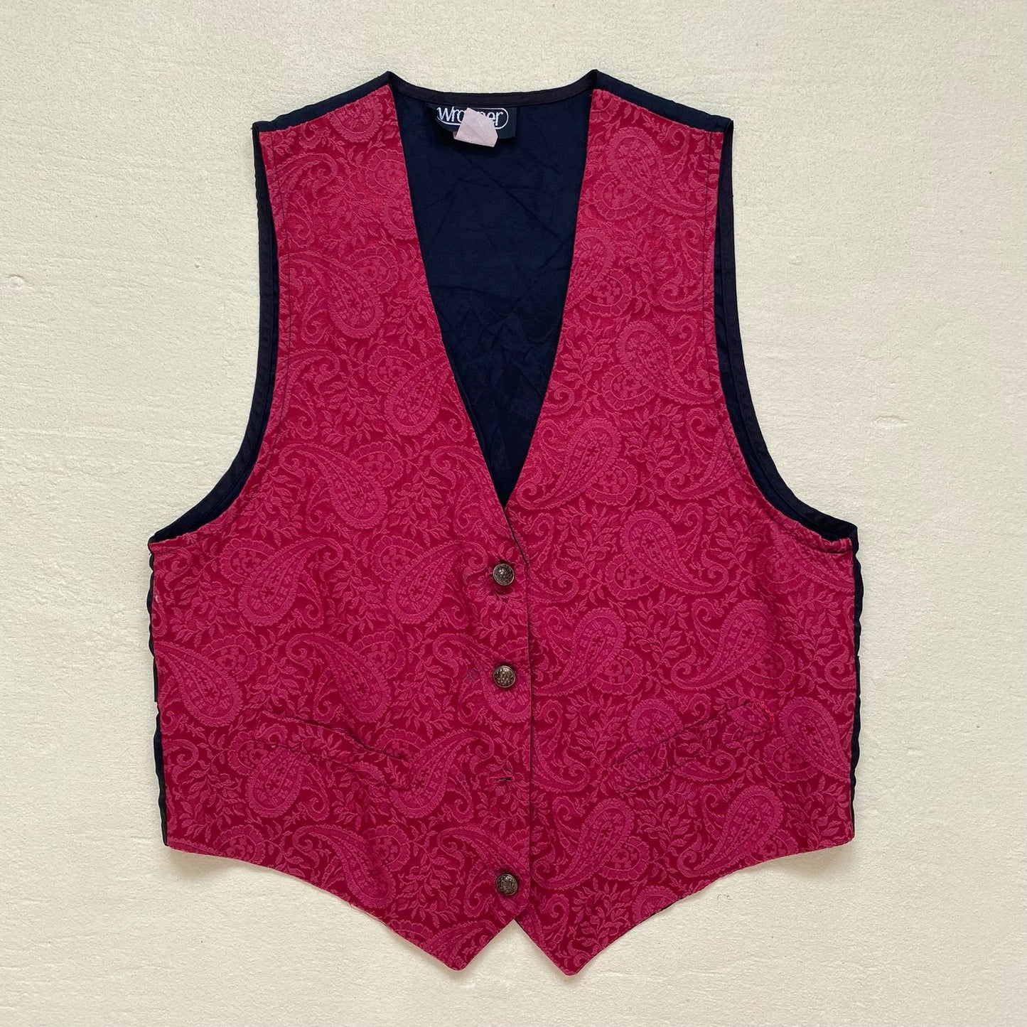 Vintage Wrapper Burgundy Embroidered Tuxedo Vest, Size Small