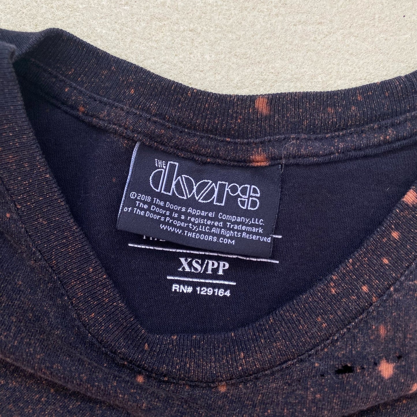 Upcycled The Doors Acid Wash Distressed Graphic Tee, Size XS