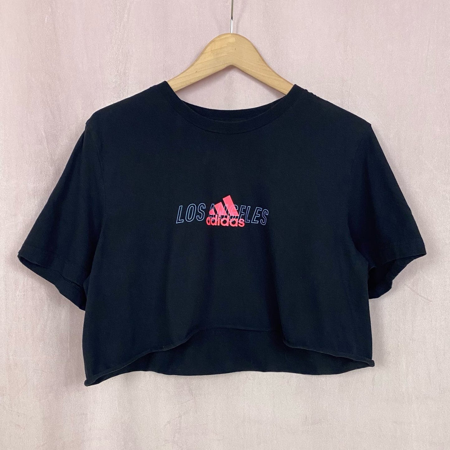 Reworked Adidas Los Angeles Graphic Crop Tee, Size Large