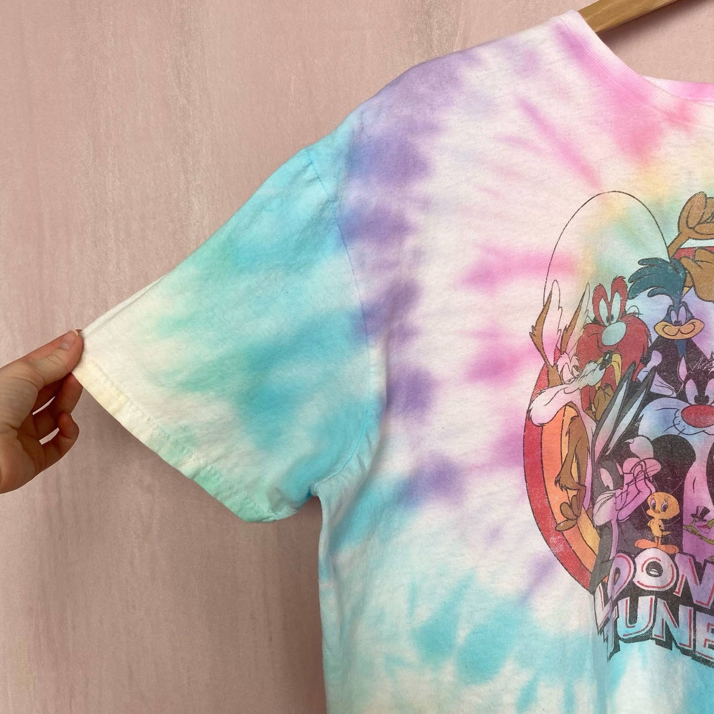 Reworked Looney Tunes Tie Dye Crop Tee, Size 2XL