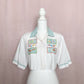 Upcycled Vintage Embroidered Crop Button Up Shirt, Size Large