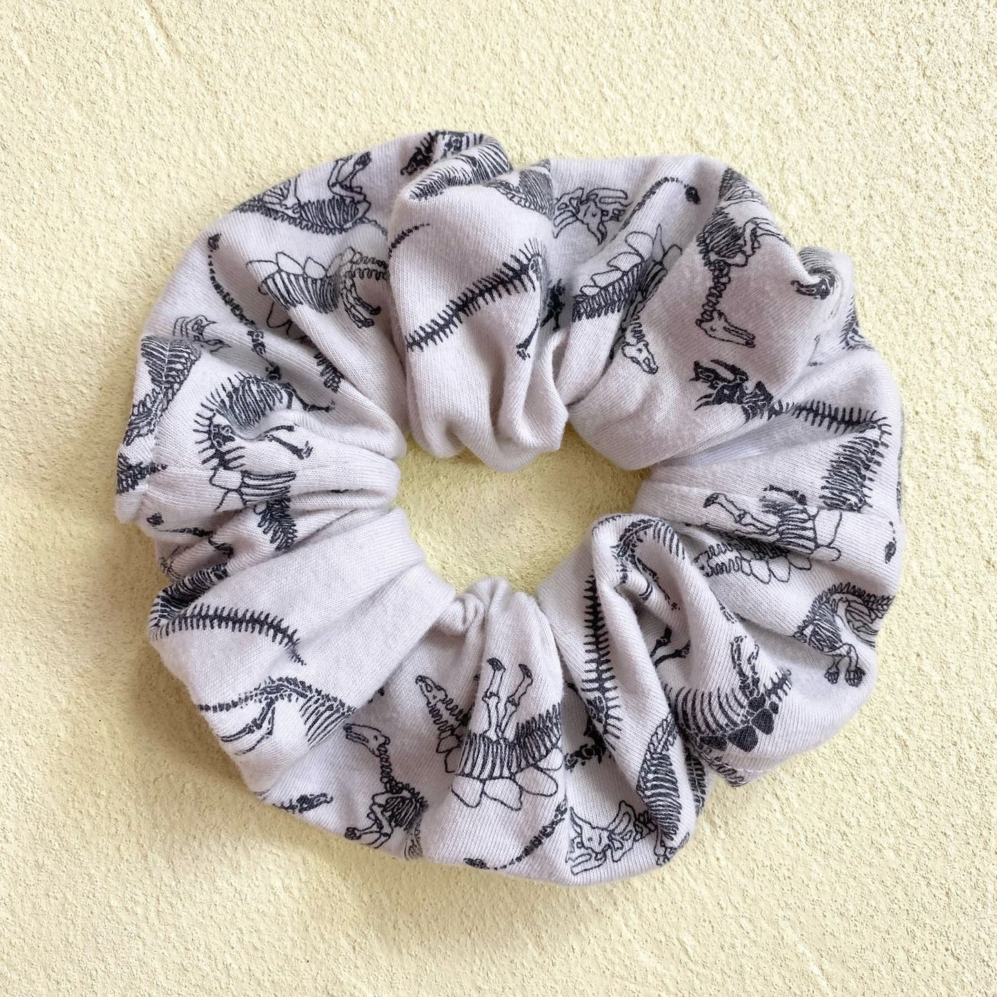 Scrap Fabric Dinosaur Skeleton Jumbo Scrunchie