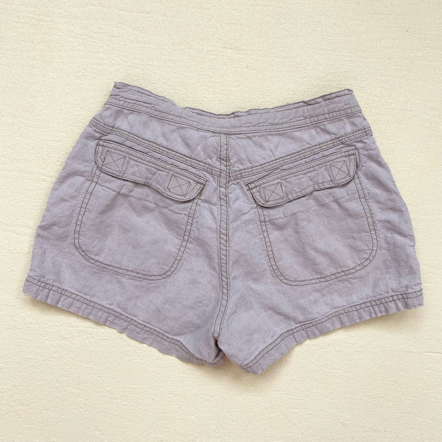 Y2K Squeeze Jeans Linen Cotton Mini Cargo Shorts, Size 5