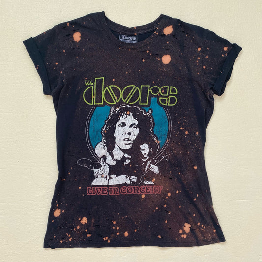 Upcycled The Doors Acid Wash Distressed Graphic Tee, Size XS