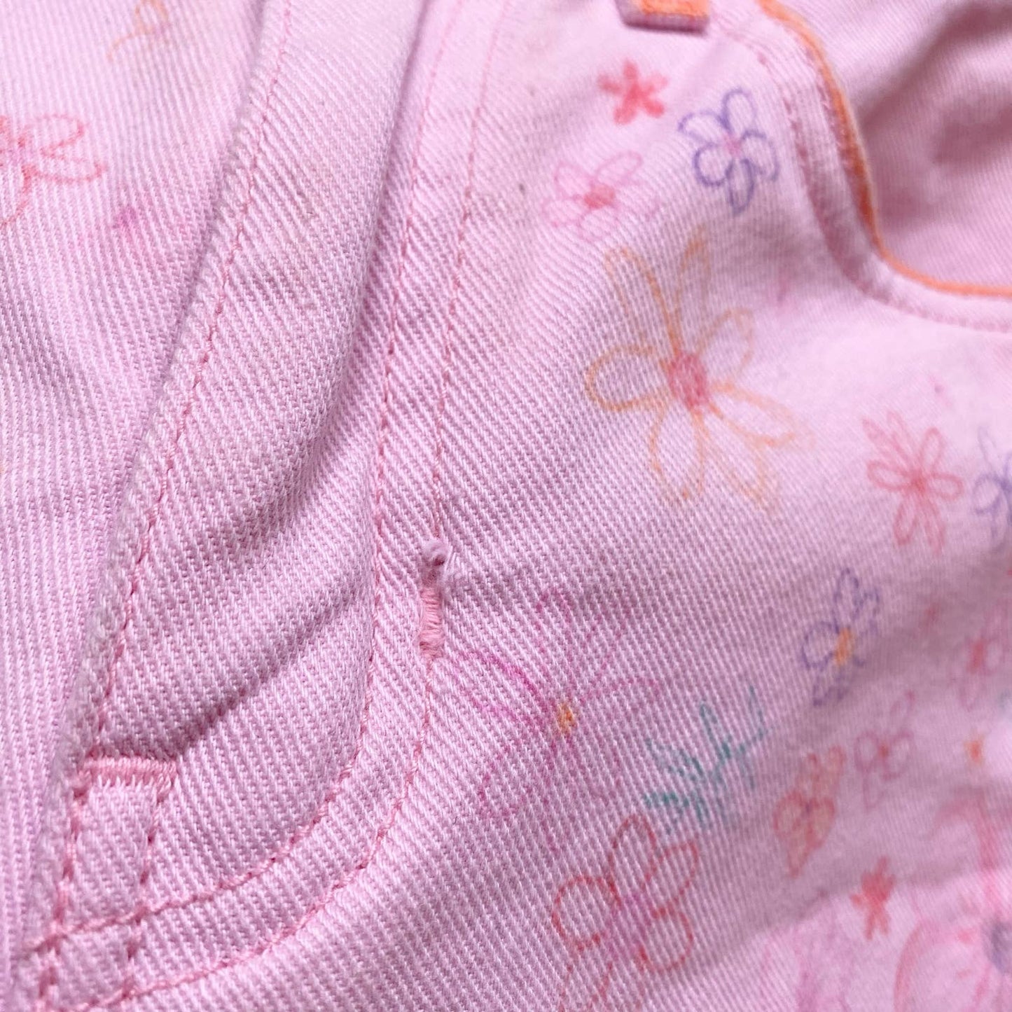 Upcycled American Apparel Floral Pink Denim Shorts, Size 25