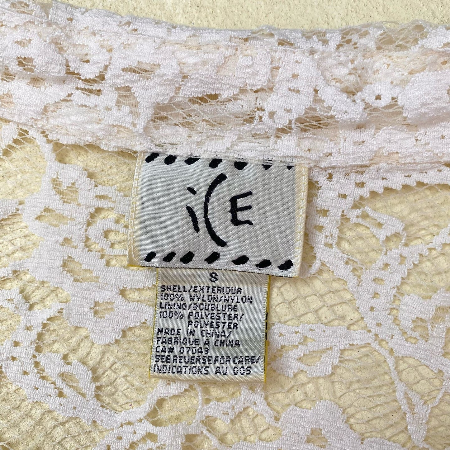 Vintage ICE Cream Lace Button Up Long Sleeve, Size Small