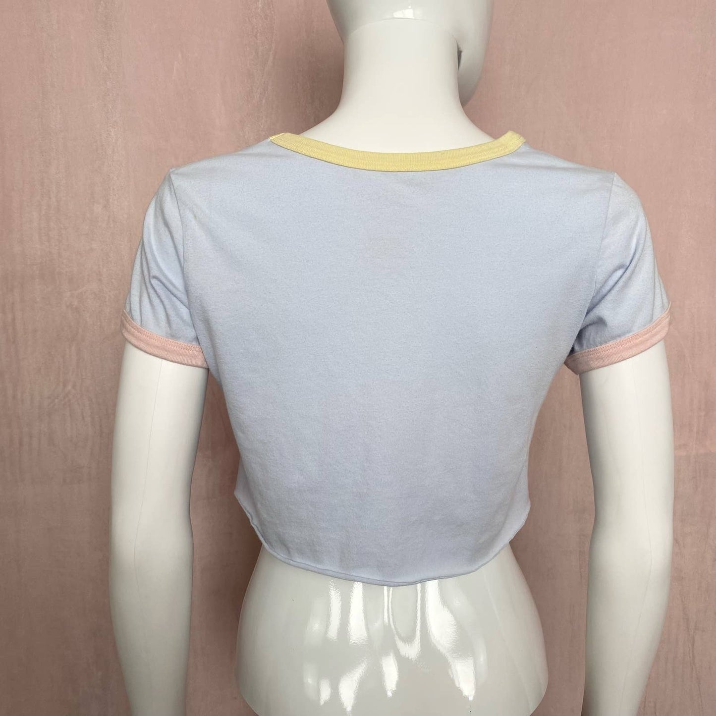 Reworked Social Butterfly Crop Tee, Size Small