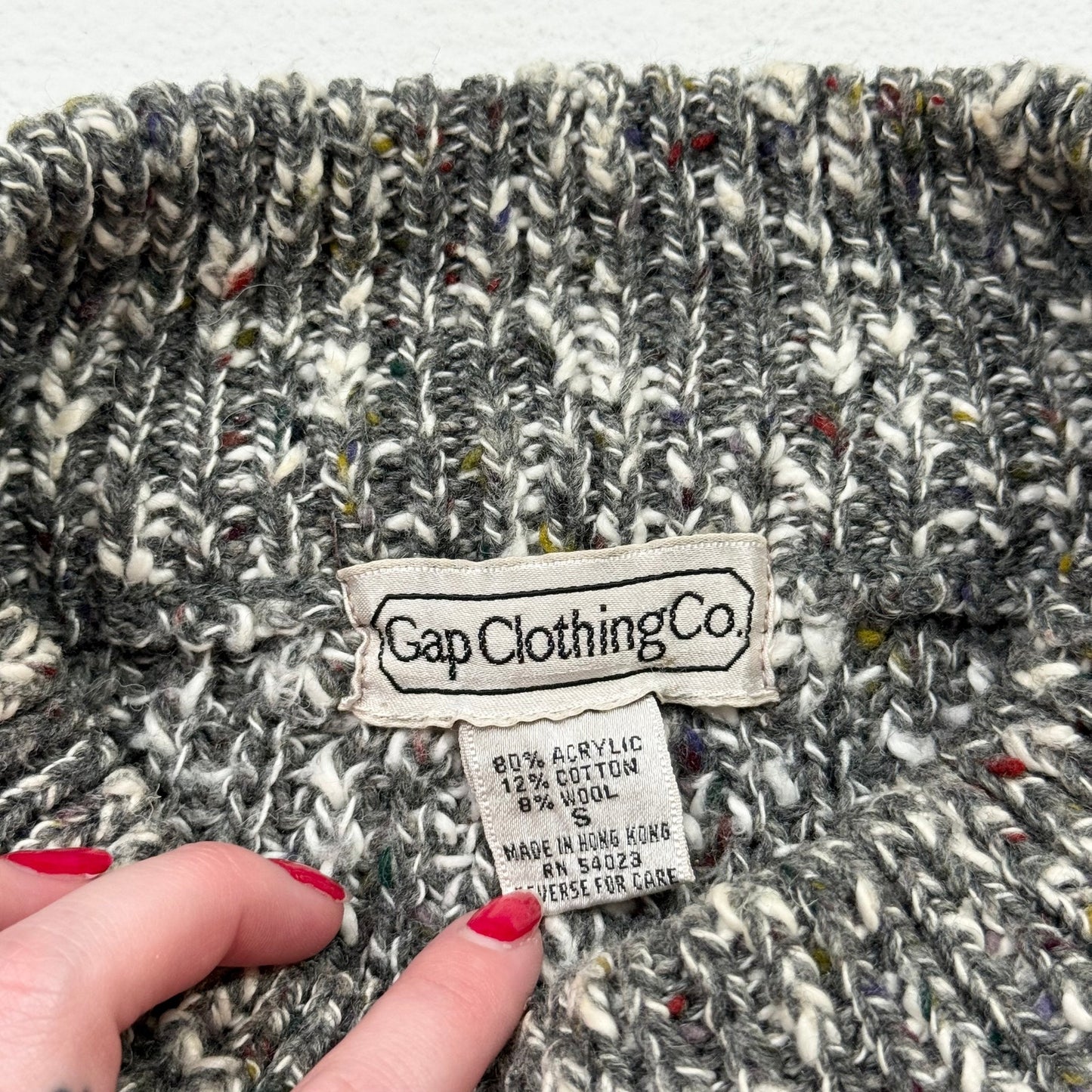 Vintage 90s GAP Chunky Knit Cropped Sweater Gray, Size Small