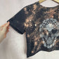 Reworked Fifth Sun Floral Skull Distressed Crop Tee, Size Medium