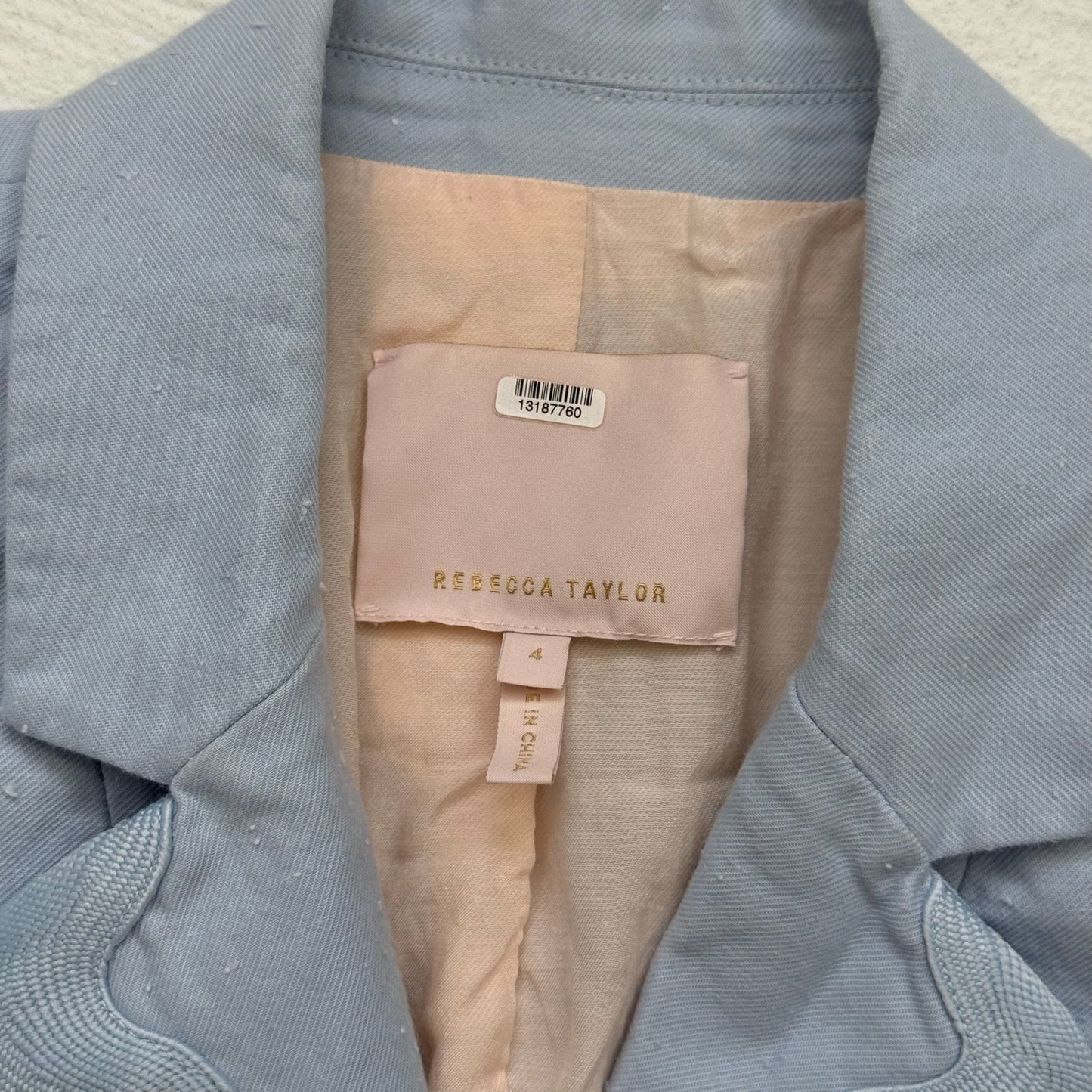Secondhand Rebecca Taylor Light Blue Scalloped Cotton Blazer, Size 4
