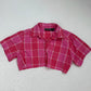 Upcycled Vintage Citicraze Pink Plaid Cropped Button Up Shirt, Size Large