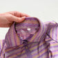 Secondhand Purple Zigzag Metallic Stripe Knit Button Up Rhinestone Collar, Size XL