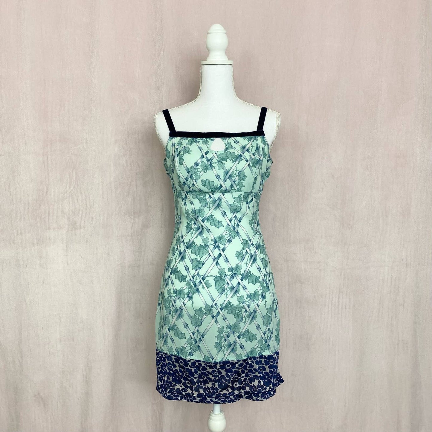 Vintage A-List Leaf Print Mini Dress, Size Small