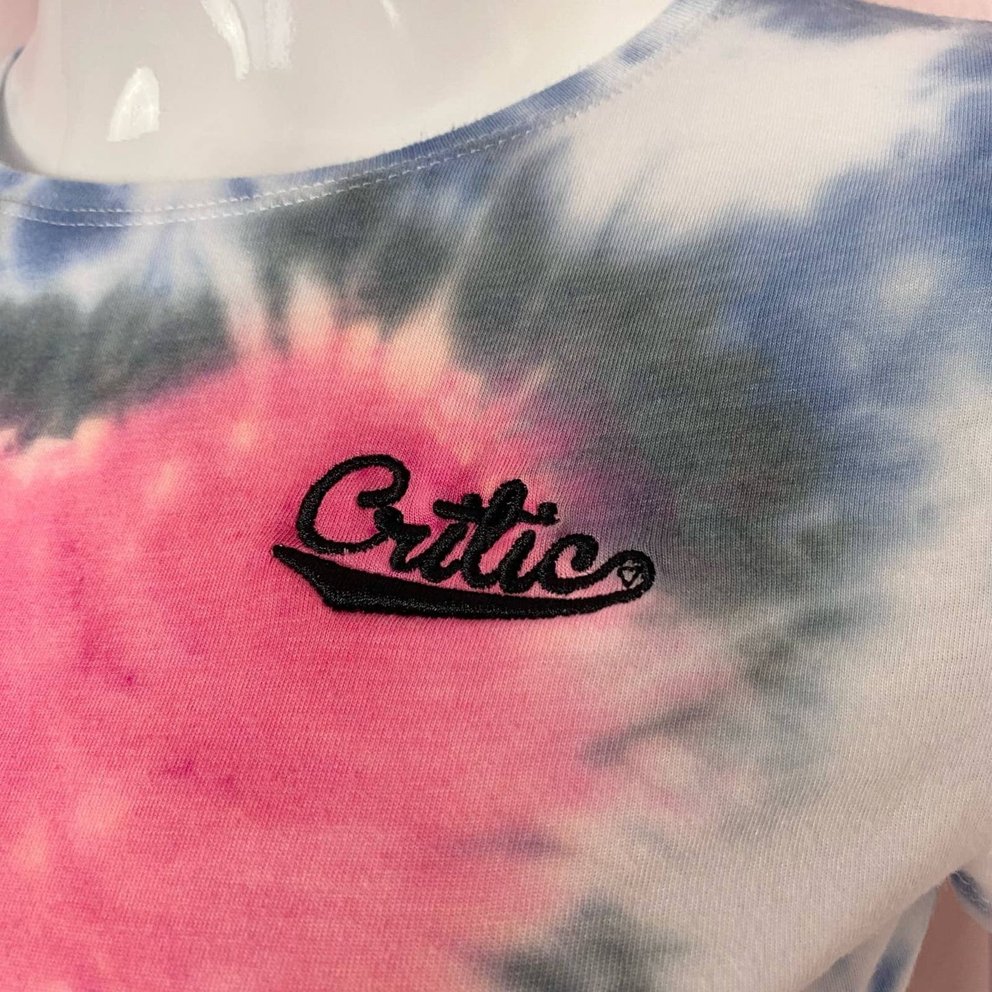 Reworked Critic Heart Tie Dye Crop Baby Tee, Size Small