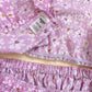 Upcycled Pink Floral Linen Blend Crop Top & Skirt Set, Size XS