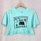 Upcycled Ojai CA Camp Harmony Distressed Crop Tee