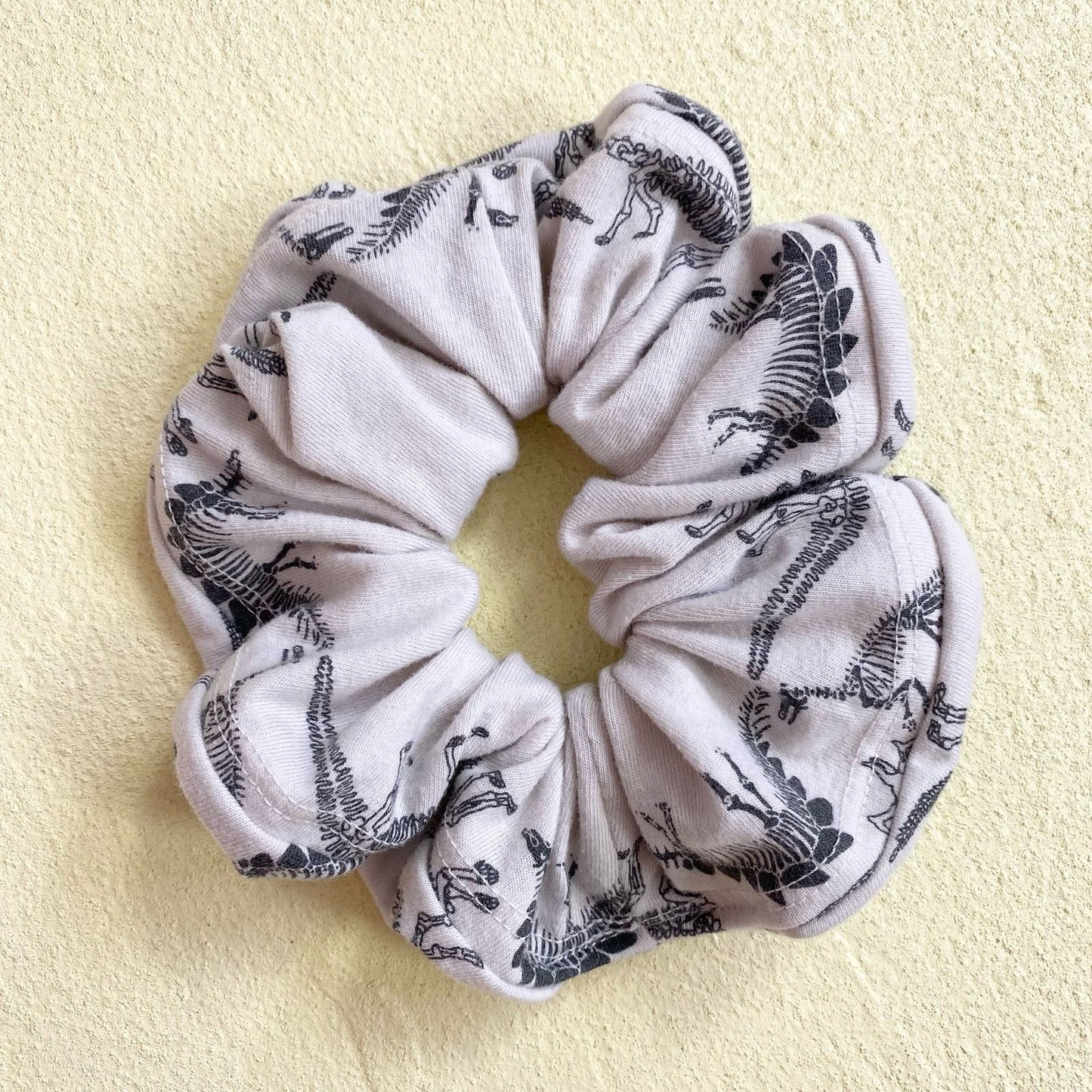 Scrap Fabric Dinosaur Skeleton Jumbo Scrunchie