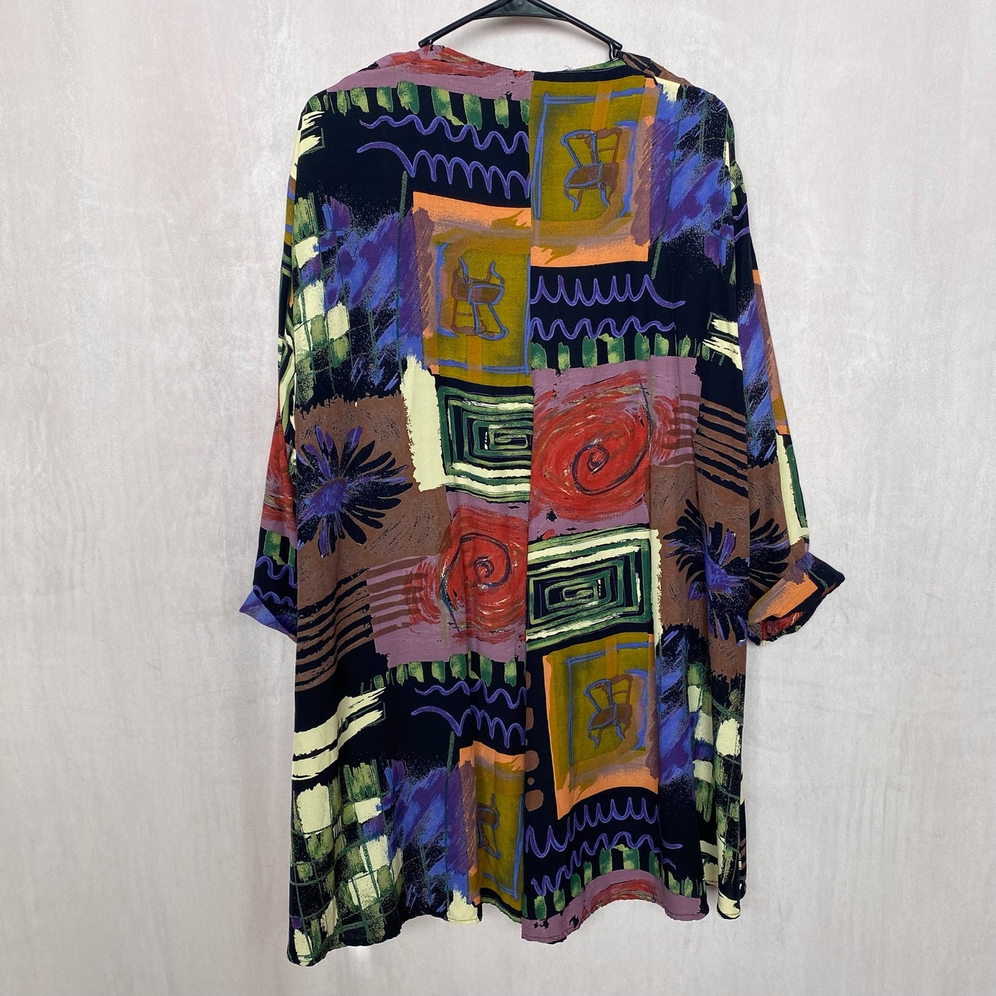 Vintage Sharon Anthony Abstract Long Cardigan, Size 16W