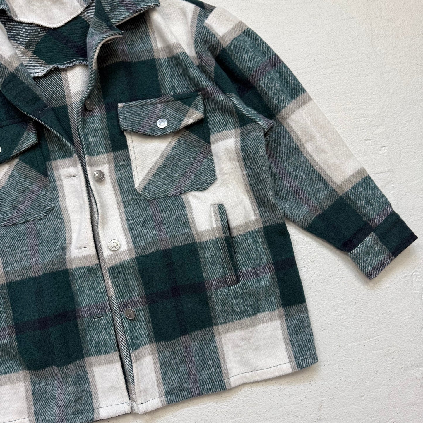 Secondhand Green White Plaid Oversized Boxy Shacket Jacket Size Small