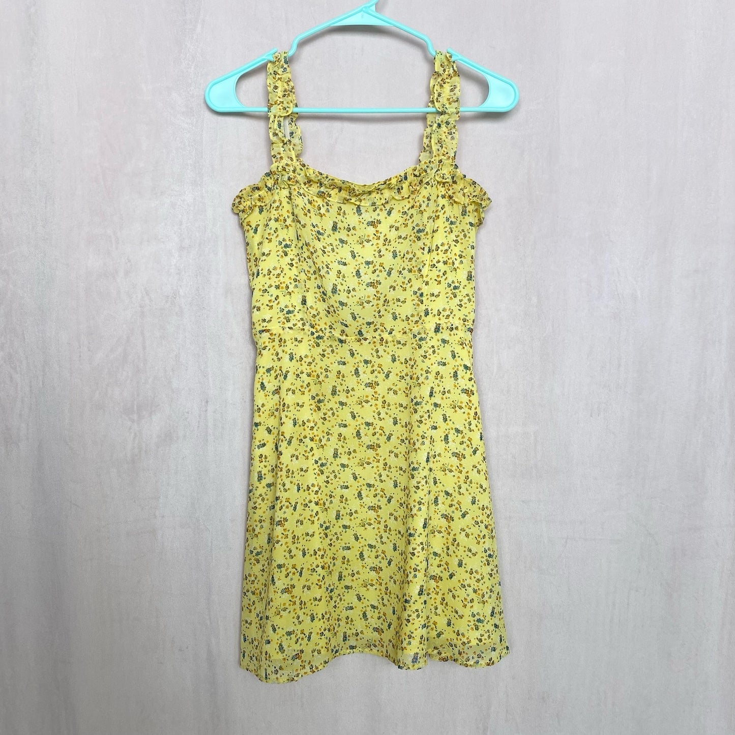 Secondhand 2bella Yellow Ditsy Floral Mini Dress, Size Small