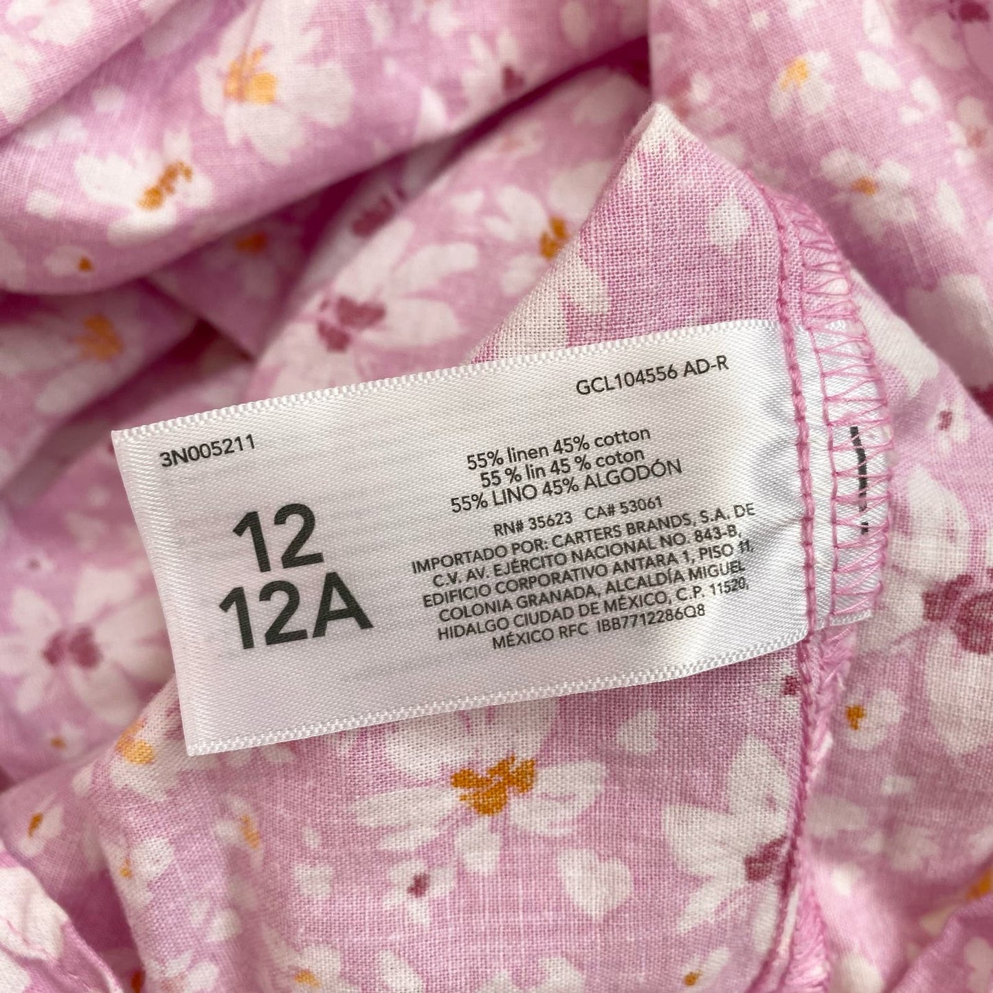 Upcycled Pink Floral Linen Blend Crop Top & Skirt Set, Size XS
