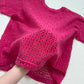 Y2K Pink Open Crochet Knit Short Sleeve Top