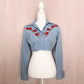 Reworked Roxy Floral Embroidered Crop Button Up, Size Medium