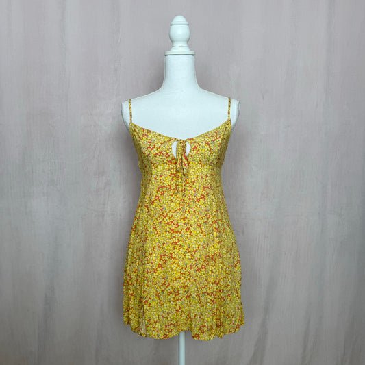 Secondhand Wild Fable Yellow Ditsy Floral Mini Dress, Size Medium