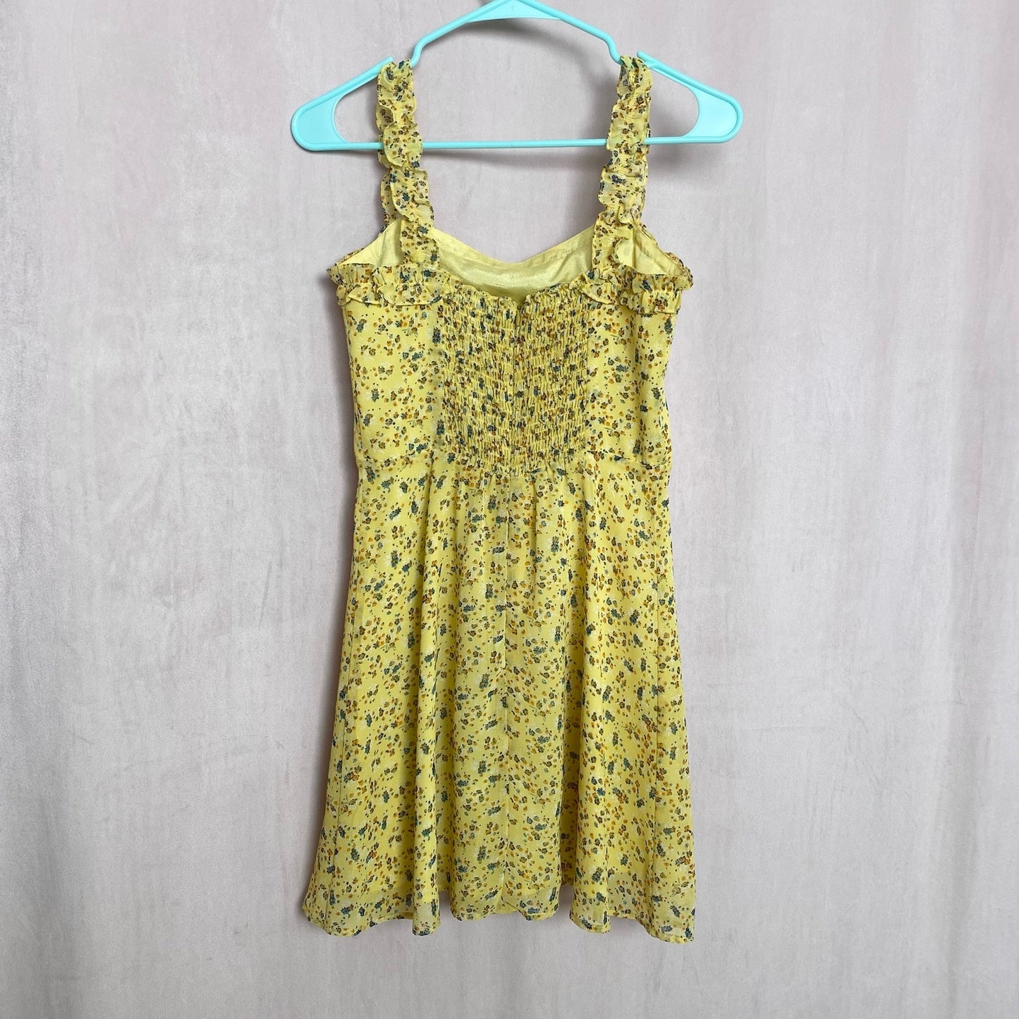 Secondhand 2bella Yellow Ditsy Floral Mini Dress, Size Small