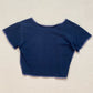Upcycled Soccer Globe Graphic Crop Baby Tee, Size XS