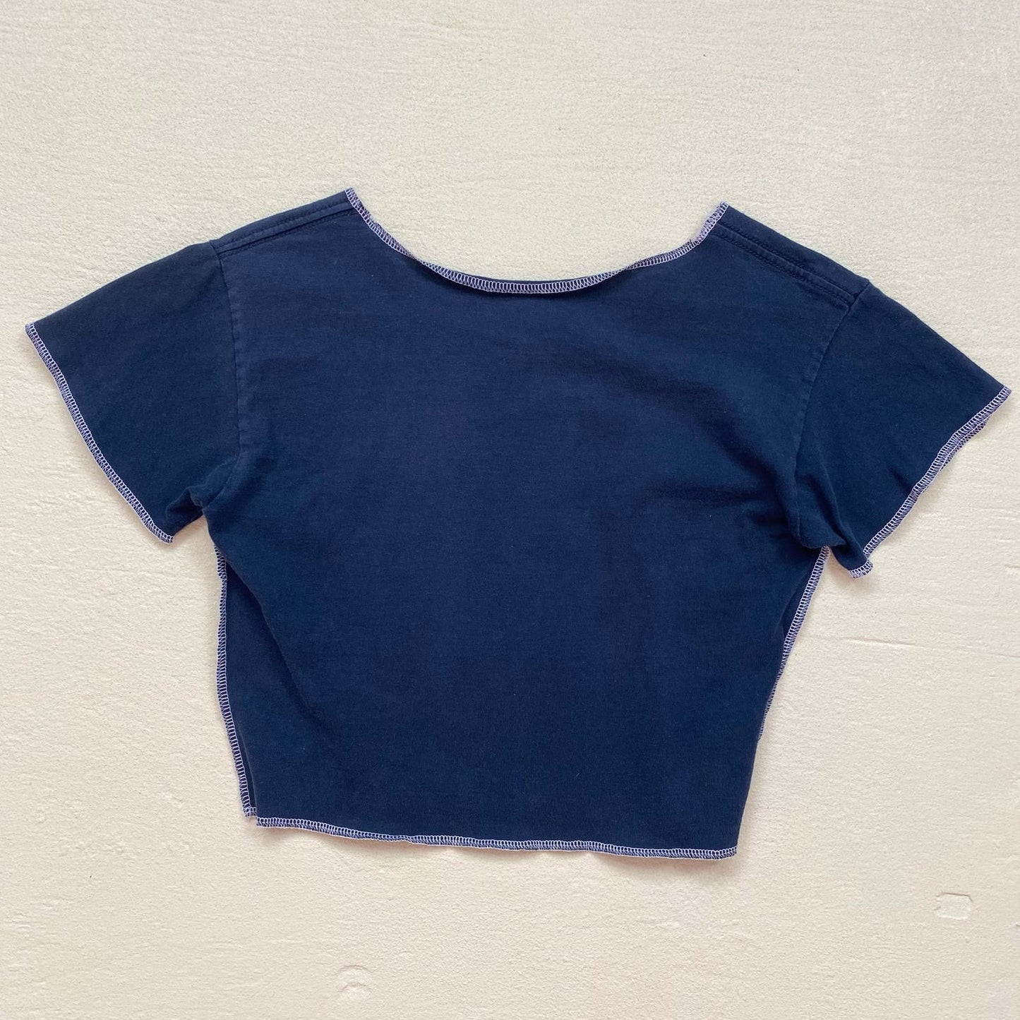 Upcycled Soccer Globe Graphic Crop Baby Tee, Size XS