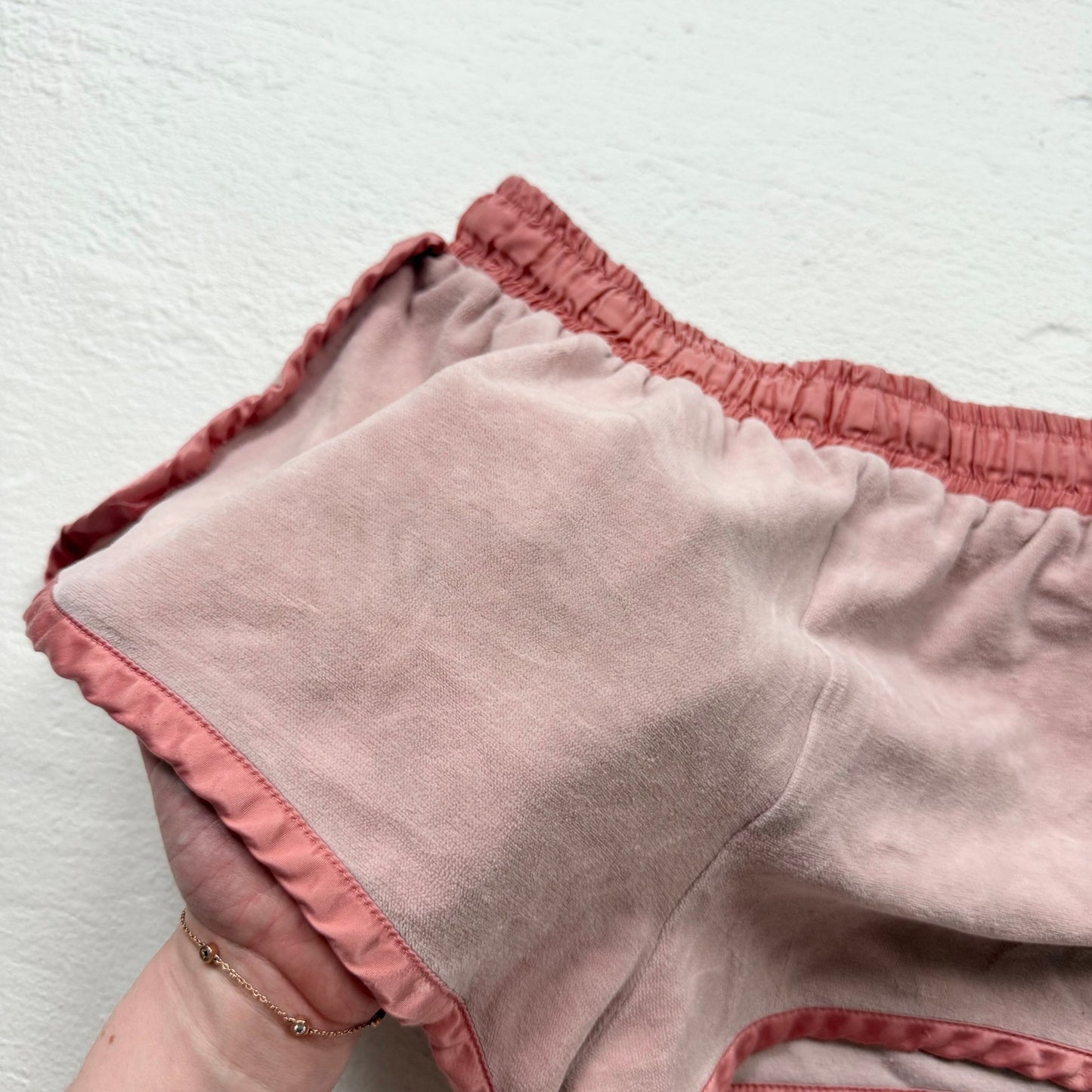 Y2K Dolce & Gabbana Velour Satin Trim Logo Shorts, Size Small