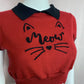 Reworked Meow Cat Short Sleeve Crop Sweater, Size Medium