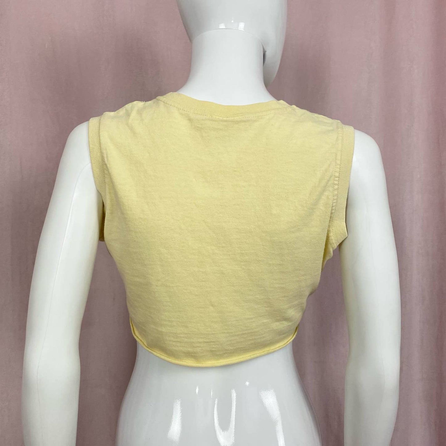 Reworked Adidas Distressed Yellow Crop Tank, Size Small
