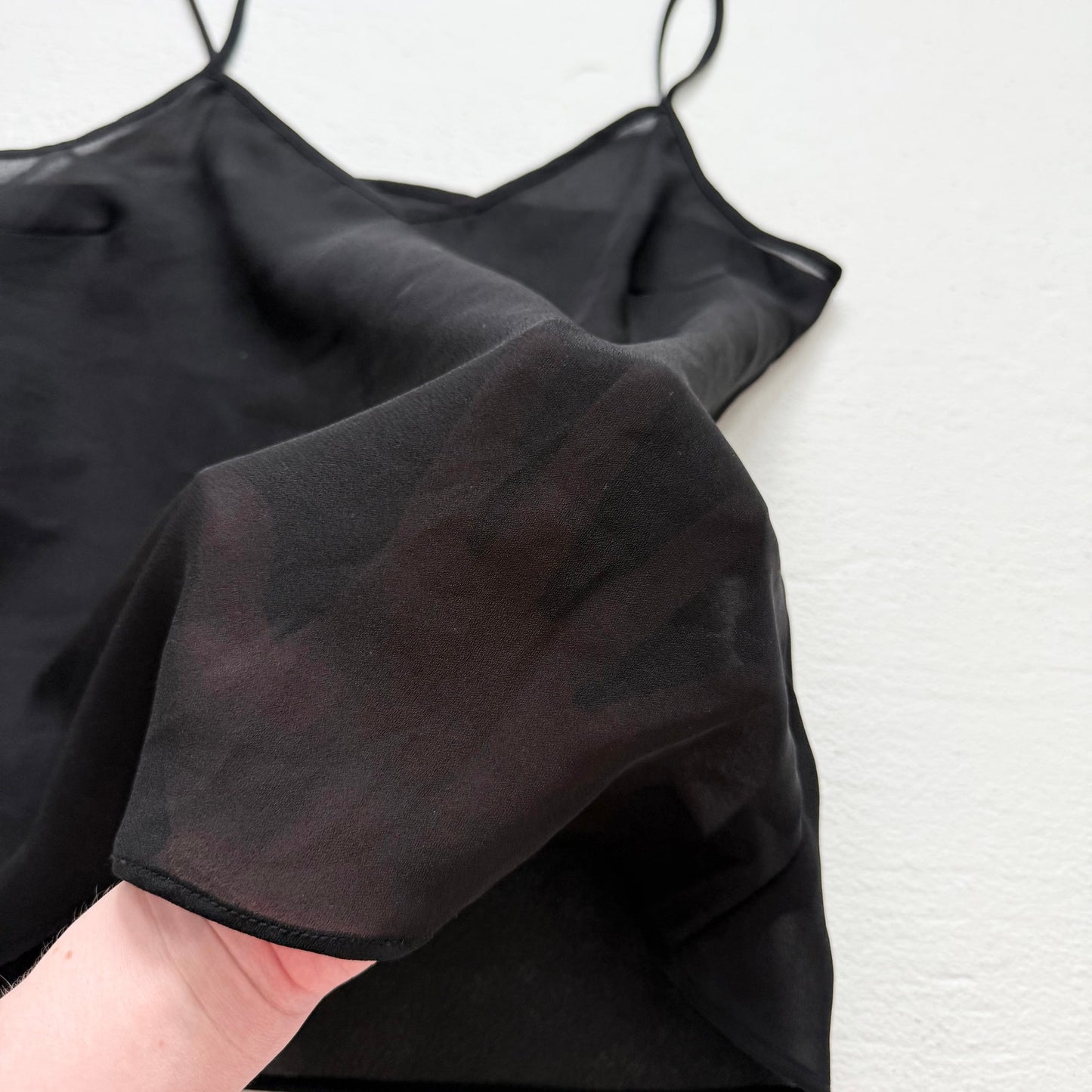 Secondhand Sheer Black Camisole Tank Top, Size Small