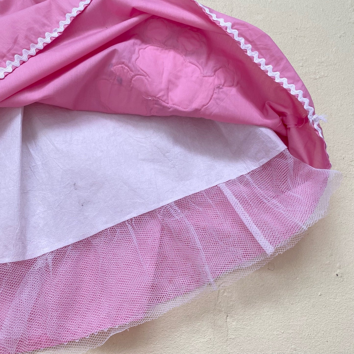 Vintage Handmade Pink Poodle Midi Skirt, Size 28"